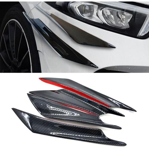 Universal Carbon Fiber Texture PP Bumper Fin Canard Splitter Diffuser Spoiler Lip Trim Decal Sticker Cover Car