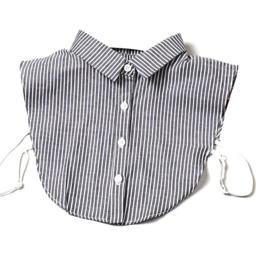 Vertical Striped Detachable Collar Women/Man Vintage Choker Necklace Detachable Lapel Shirt Fake False Collar Clothing