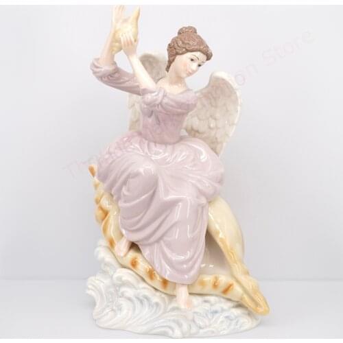 Porcelain Mother and Baby Angel Sculpture Cabinet Ceramic Artwork Figures Home Room Desk Decoration Statute Crafts Gift Decor