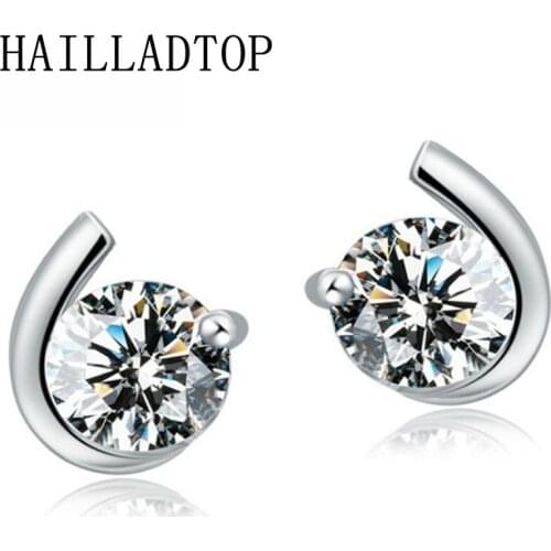 Crystal Moon Silver Plated Earrings Party Cute Female Jewelry Manufacturers Vintage Jewelry Fashionable Stud Earrings Moonshine