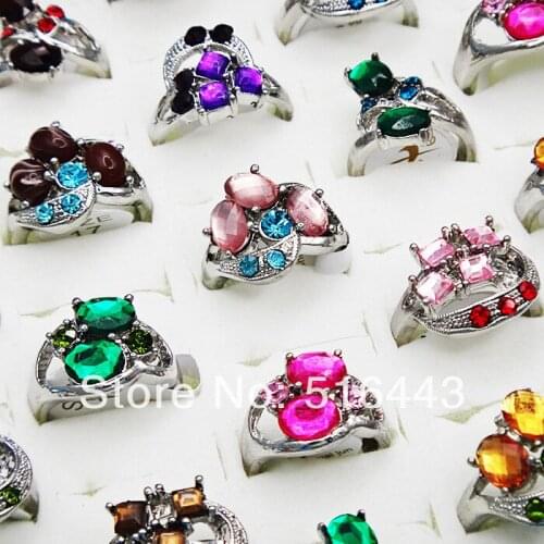 Charms Fashion 10pcs Cubic Zircon Rhinestones Silver P Womens Rings Wholesale Fashion Party Jewelry A300