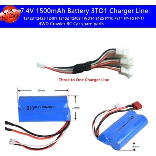 12423 12428 12401 12402 12403 4WD14 9125 FY10 FY11 FY-10 FY-11 4WD RC Toy Car Spare Parts 7.4V 1500mAh Battery 3TO1 Charger Line