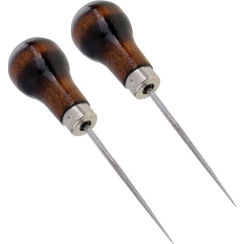 2 Pieces Stainless Steel Pin Punching Hole Maker Stitching Overstitch Leather Craft Cloth Awl Tool