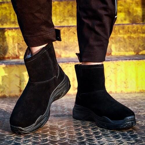 20209 solid color plush comfortable warm cotton boots mens snow boots fashion non-slip flat bottom warm Korean classic