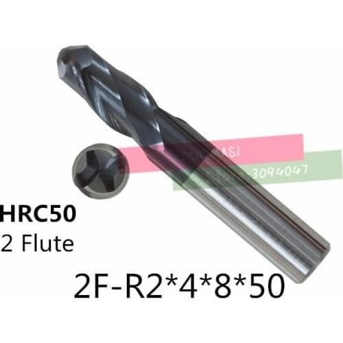 2f-r2.0*4*8*50,carbide End Mills,carbide Square Flatted End Mill,coating:nano,factory Outlet Length