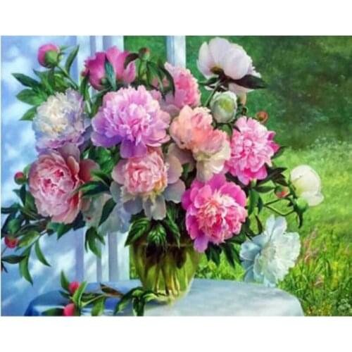 3D DIY Diamond Embroidery Flowers Picture of Rhinestones Diamond Painting Cross Stitch Peony Needlework Gift Wall Decor