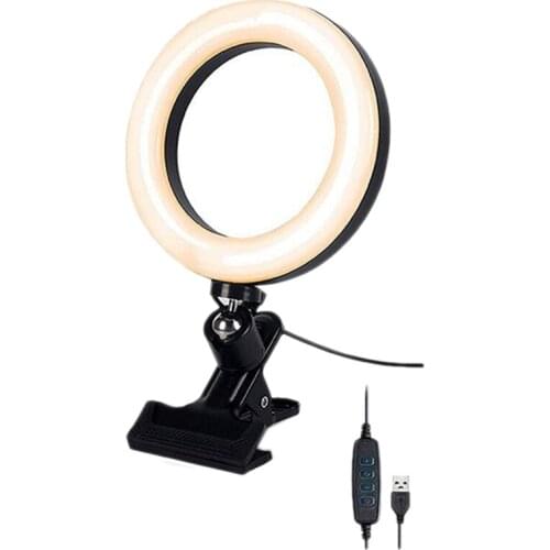 6 Inch Selfie Ring Light Lighting,360 Rotation 3 Colors Laptop LED Ring Light for Remote Work, Live Streaming