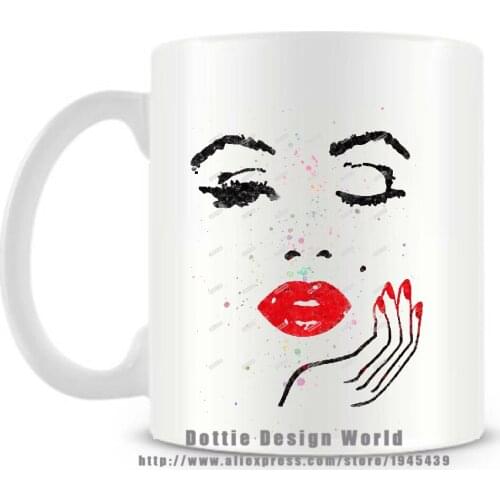 Watercolor Makeup Fashion Girl funny novelty travel mug 11oz Ceramic white coffee tea cup Personalized Valentines Birthday gifts