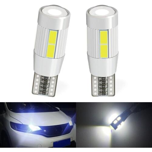 2PCS T10 Error Free Clearance Lights White Red Green Blue CANBUS 5630 10SMD W5W 194 LED Car Light Bulbs with Lens