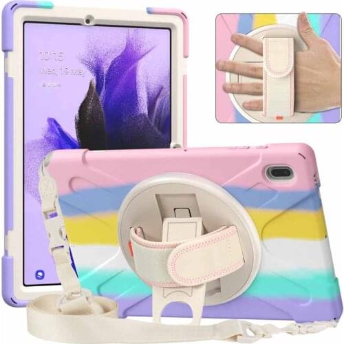 Case For Samsung Galaxy Tab S7 FE SM-T730 T735 T736 Heavy Duty Rugged Protection Cover with Kickstand Hand+Neck Strap