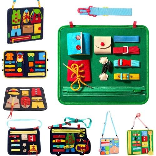 Montessori Busys Board Early Educational Toys Fine Motor Training Self-Care Ability Preschool Children Kids Sensory Education