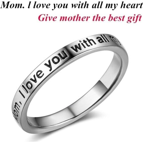FDLK Mom. l love you with all my heart Letter Ring Women Anniversary Ring Family Jewelry Best Gift