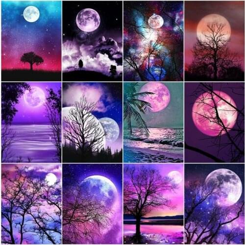 GATYZTORY DIY Painting By Numbers Kits Moon Scenery Drawing On Canvas Pictures By Number HandPainted Picture Art Home Decor