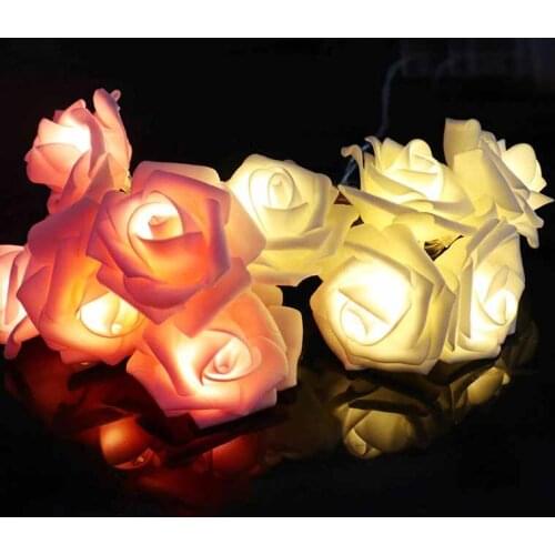 Battery Powered 1.5M LED Rose Flower String Lights Rose Fairy Light for Home Wedding Valentines Day Christmas Garland Luminaria
