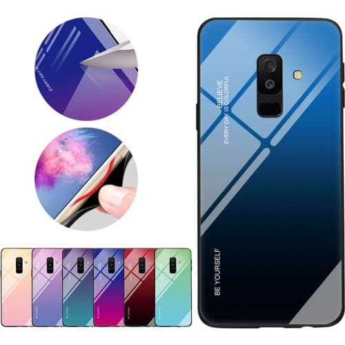 Gradient Tempered Glass Case For Samsung Galaxy A7 2018 A750 A5 2017 A6 A8 J4 J6 Plus J8 2018 Shockproof Cover Armor Fundas