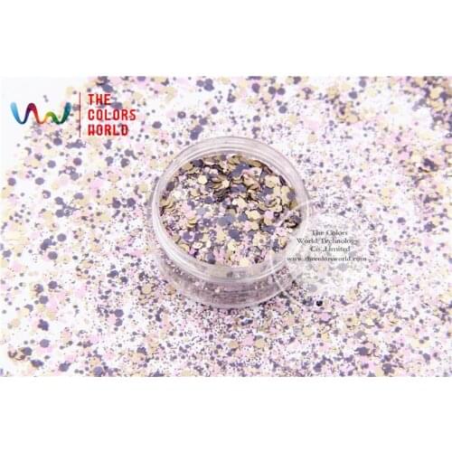 HH2104-216 Mix Colors Hexagon Shape Glitter Sequins for nail art DIY decoration and Holiday decorations