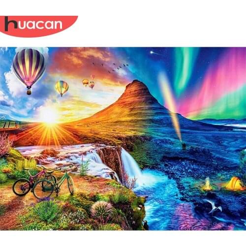 HUACAN Oil Painting Mountain Landscape Paint On Canvas Pictures By Number Waterfall DIY Frame Home Decoration 40x50cm