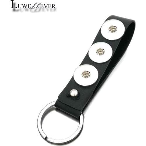 Candy Colors PU Leather Key Chains 035 Fit 18mm Snap Button Keychain Jewelry For Men Women Gift Keyrings