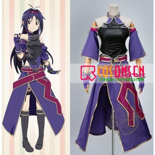 COSPLAYONSEN Sword Art Online SAO Konno Yuuki Cosplay Costume Purple Color Full Set All Size