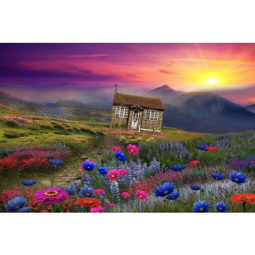 Crooked House in the Mountains Cross Stitch Kits Needlework Sewing Embroidery Crafts 14ct Unprinted DIY Arts Handmade Home Decor