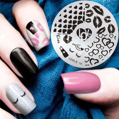 Round nail art stamper stainless steel kiss butterfly rose snow flakes cartoon animals printing tools manicure nail stamp FW043