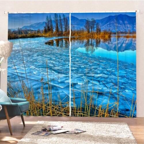 Glacier Frozen Curtains For Living Room Window Curtains 3D Print Home Textile Window Drapes Christmas Gift Window Treatments