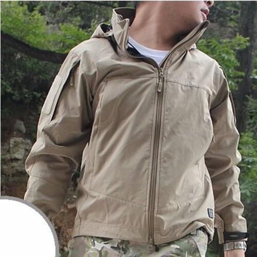 Camping Lightweight Soft Shell Tactical Men Waterproof Windproof Sport Coat Hoodie Hike Outdoor Clothing Army Military Jacket