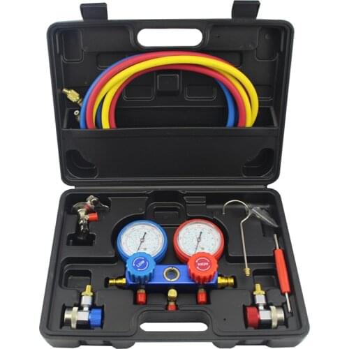 Refrigeration Air Conditioning Manifold Gauge Maintenence Tools freon adding gauge forR12,R22, R404A, R134A Car Set