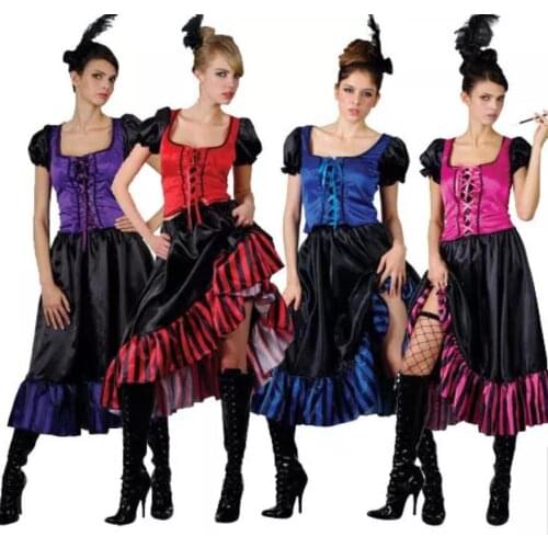 Red Can Can Fancy Dress Saloon Show Girl Costume Burlesque Wild West Outfit 4 colors Cow girl Cosplay plus size 6XL