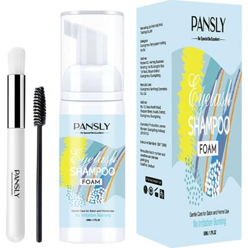 EYELASH EXTENSION FOAMING SHAMPOO FOAM CLEANSER, LASH SHAMPOO 50ml BRUSH KIT