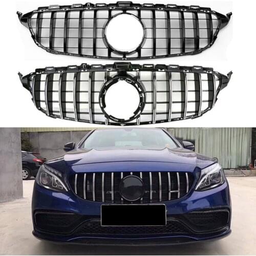 Front Bumper Racing Grill Billet Grille Cover For Mercedes-Benz W205 C-Class 2015-2018 GT