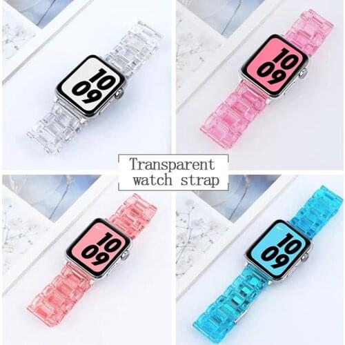 Plastic transparent strap 22mm for Apple watch 6 44mm 40mm iwatch5 / 4 / 3 / SE color transparent strap 38mm 42mm