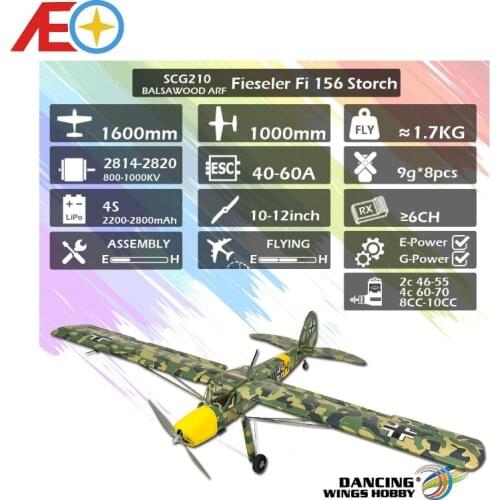 2020 New SCG21 Fieseler Fi 156 Storch 1600mm (63") Balsa Storch Balsa ARF PNP RC Airplane Film Covering Finished