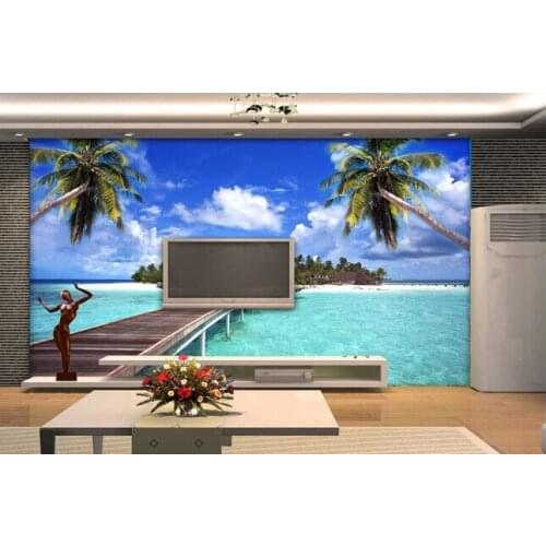 Custom wall mural landscape, beach sea view for the living room bedroom TV background wall waterproof vinyl papel de parede