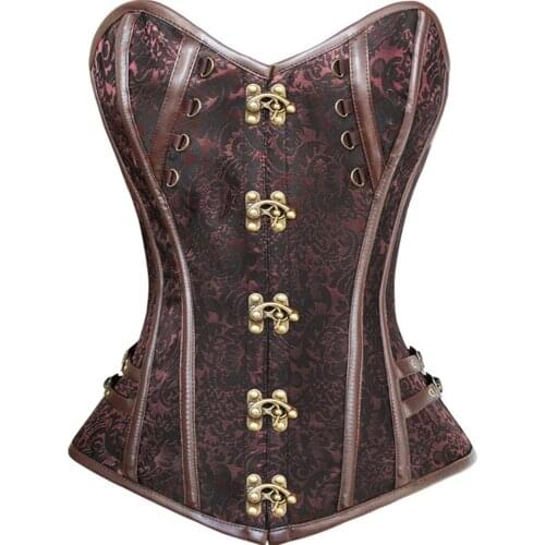 Plus Size S-6XL Womens Steampunk Corset Overbust Corset and Bustier Waist Trainer Shapewear Cincher Corselet
