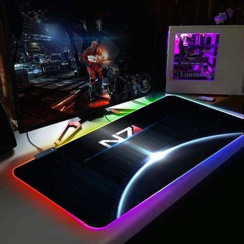 RGB Gaming Mouse Pad Mousepad Effect N7 Game Logo Large Anti-slip 40X90 Keyboard Desk Mouse Mat for Laptop LED Play Mat