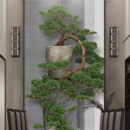 Custom Self Adhesive wallpapers 3d murals new Chinese Zen pine porch decorative painting living room bedroom Papel de parede