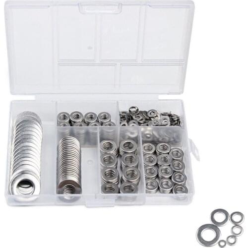 M3 M4 M5 M6 M8 M10 Stainless Steel Washer 660Pcs Plain Washer Kit Screw Fastener Hardware Sump Plug General Repair Seal Ring Set