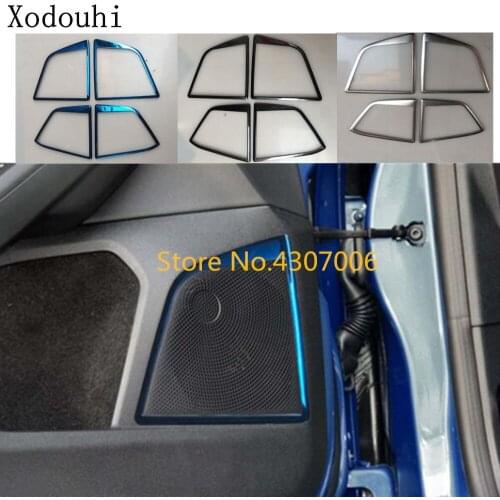Car Inner Stick Door Audio Speak Cover Window Windshield Side Lamp Trim Moulding 4pcs For Ford Focus 2018 2019 2020 2021