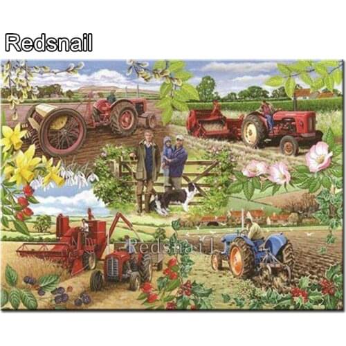 Cross Stitch 5d diy diamond painting farm full square round drill embroidery truck picture of rhinestone diamond diamond TT2427