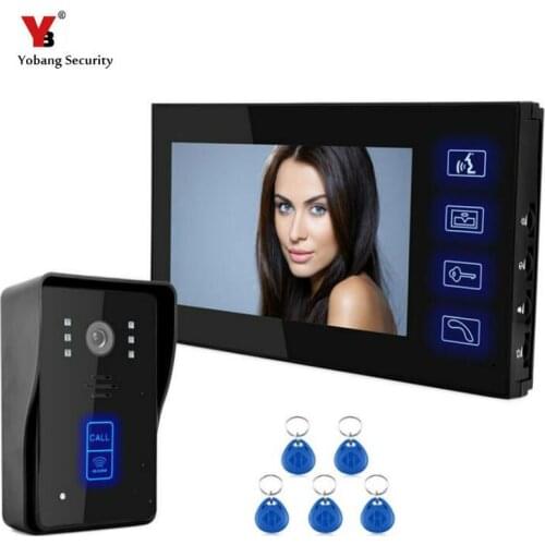 Yobang Security 7" Video Doorbell phone Apartment +1 Monitors IR Camera for one Family+5pcs RFID Access System Video Intercom