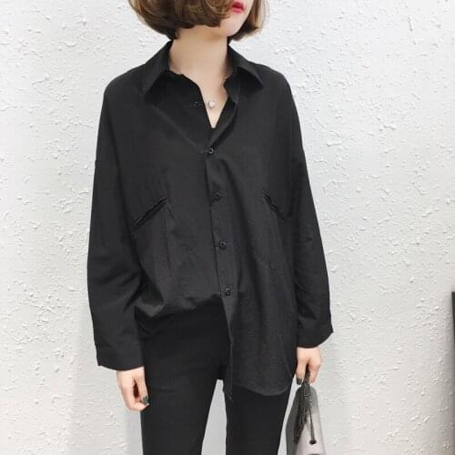 Womens Blouse Spring Autumn New Arrival Chiffon Shirt Long-sleeved Loose V-neckline Very Foreign Style Fan Base Student Shirt