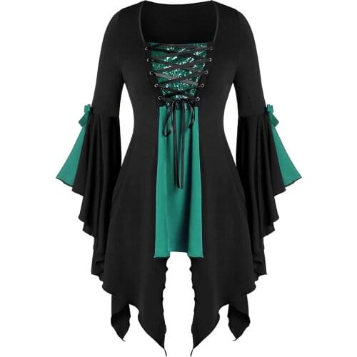 Halloween Witch Women Blouses Halloween Vintage Long Sleeve Womens Tunic Casual Plus Size Female Clothing Fashion Blusas Mujer