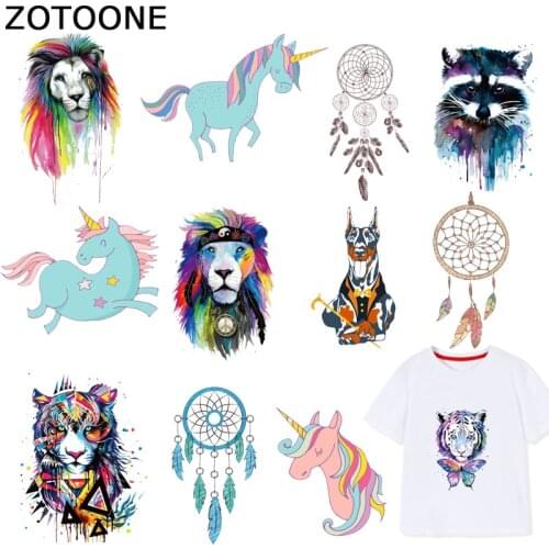 ZOTOONE Dreamcatcher Animal Stickers Unicorn Iron on Patches Transfers for T-shirt Heat Transfer DIY Accessory Appliques F1
