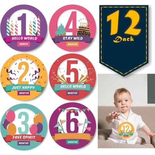 12 Sheets/Set Baby Monthly Stickers Pregnant Belly Decals Memory Recording Milestone Sticker Newborn Growth Photography Props
