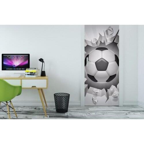 3D Soccer Ball Broken Wall Art Door Mural Wallpaper mural Wall Print Decal Wall Deco Wall Mural Photo self adhesive door wrap