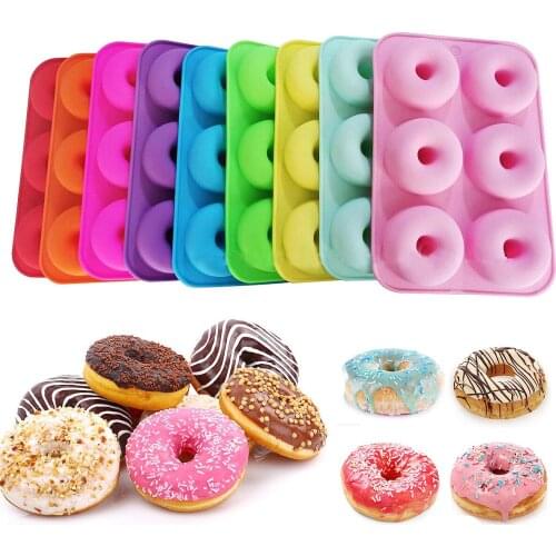 6 Grid Donut Silicone Mold Baking Non-Stick Pan Doughnut Mousse Chocolate Dessert DIY Fondant Handmade DIY Home Bakeware Tools