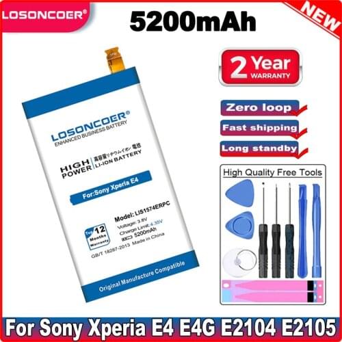 LOSONCOER LIS1574ERPC 5200mAh For Sony Xperia E4 E4G Dual E2006 E2105 E2003 E2114 E2115 E2104 E2124 E2053 E2033 E2043 Battery