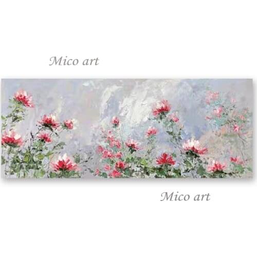 Acrylic Textured Abstract Knife Flower Oil Painting Modern Living Room Decoration Canvas Wall Art No Frame Wall Hangings Picture