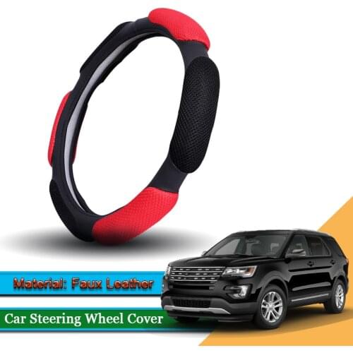 Car Styling Leather Car Steering Wheel Cover Car Steering-wheel Hubs Internal Automobile Accessories For Ford Explorer 2013-2020